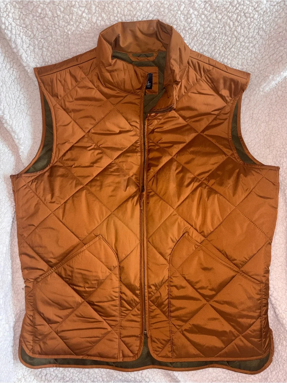 J.Crew Authentic Outerwear Men’s Quilted Vest Rust Brown Olive Size M
